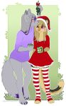  ammy_fluff_(character) anthro beverage blush bottomless bottomwear canid canine canis christmas clothed clothing colored_nails costume cougar cup duo felid feline female fox fur girly grey_body grey_fur grey_hair hair hat headgear headwear hi_res highlights_(coloring) holidays hot_chocolate hybrid kissing kyotoleopard leggings legwear long_hair love male mammal mistletoe nails plant purple_hair romantic_couple santa_hat simple_background skirt smile stockings sweater topwear tsukiko_hanako_(character) wide_hips wolf 
