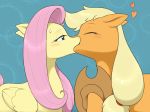  &lt;3 2020 applejack_(mlp) blush bodily_fluids clothing crocodiler_owen duo earth_pony equid equine eyebrows eyelashes eyes_closed female female/female feral fluttershy_(mlp) friendship_is_magic half-closed_eyes hasbro hat headgear headwear hi_res horse kissing mammal my_little_pony narrowed_eyes pegasus pony sweat sweatdrop wings 