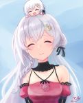  .live 1girl anchor_hair_ornament bikkusu chibi eyebrows_visible_through_hair hair_between_eyes hair_ornament highres long_hair red_eyes silver_hair smile very_long_hair virtual_youtuber yozakura_tama 