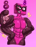  abs anonymous_artist anthro eight_(numberblocks) eyelashes humanoid jazzzeh51 male multi_limb muscular muscular_male not_furry numberblocks pink_body pose simple_background solo 