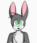  2020 anthro chest_tuft ears_up fur green_eyes grey_body grey_fur grey_hair hair lagomorph leporid looking_at_viewer male mammal mrrottson open_mouth pink_inner_ear pink_nose rabbit rotto_(mrrottson) simple_background solo tuft white_background white_body white_fur 