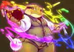  2013 amphibian anthro belly book bottomwear chiro_(artist) clothing frog humanoid_hands kemono magic messiah_rundall necktie overweight overweight_anthro pants solo 