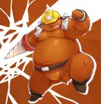  2014 anthro armor belly black_nose brown_body build_tiger chiro_(artist) eulipotyphlan hard_hat headgear helmet humanoid_hands kemono male mammal mole_(animal) overweight overweight_anthro overweight_male solo 