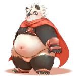  1:1 2013 anthro belly black_body black_fur cape chiro_(artist) clothing eye_patch eyewear fur giant_panda kemono male mammal navel overweight overweight_anthro overweight_male simple_background solo underwear ursid white_background white_body white_fur 