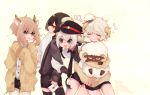  4boys animal_ears arm_grab bangs black_eyes black_hair black_headwear black_legwear black_neckwear black_shirt black_shorts blonde_hair blunt_bangs brown_cardigan brown_hair brown_sweater buttons cardigan closed_eyes collared_shirt cow_boy cow_boy_(tsubaki_tsubaru) cow_ears cow_horns cow_tail crying crying_with_eyes_open curly_hair deer_boy deer_boy_(tsubaki_tsubaru) deer_ears eating finger_gloves flying_sweatdrops goat_boy goat_boy_(tsubaki_tsubara) goat_tail hair_between_eyes hat holding holding_stuffed_toy horizontal_pupils horns long_sleeves love_letter multiple_boys necktie original paper sheep sheep_boy sheep_boy_(tsubaki_tsubara) sheep_ears sheep_horns shirt short_hair short_hair_with_long_locks shorts signature sleepy sleeves_past_wrists smile star_(symbol) stuffed_animal stuffed_sheep stuffed_toy suspender_shorts suspenders sweater tail tears thighhighs tsubaki_tsubaru white_hair white_legwear white_shirt yellow_background yellow_eyes 