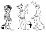  anthro canid canine domestic_cat felid feline felis fox inks male mammal monochrome narcoticdream pantherine tiger 