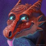  1:1 ambiguous_gender blue_sclera devious dragon dragonsica_(artist) feral hair icon pink_tongue portrait purple_background red_body red_scales scales scalie short_hair simple_background smile smirk tongue tongue_out 