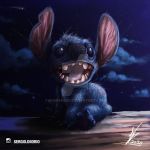  1:1 2020 alien black_eyes blue_body blue_claws blue_fur claws cloud damian600 disney distracting_watermark ear_tuft experiment_(lilo_and_stitch) fur hi_res instagram lilo_and_stitch male male_(lore) night no_sclera notched_ear open_mouth pawpads paws realistic semi-anthro sharp_teeth signature sitting solo stitch_(lilo_and_stitch) teeth toe_claws tongue tuft watermark 