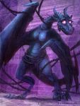  3:4 abstract_background breasts busty_feral dragon dragonsica_(artist) entangled female feral pallete purple_eyes retro rope scalie standing vines wyvern 