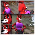  2020 3d_(artwork) animatronic anthro big_breasts binocszoomx10 black_border border breasts canid canine clothed clothing digital_media_(artwork) female fingers five_nights_at_freddy&#039;s fox foxy_(fnaf) hair hi_res machine mammal robot smile source_filmmaker undressing video_games 