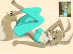  anthro barefoot blinky_bill_(series) breasts canid canine canis clothed clothing daisy_dingo digital_media_(artwork) dingo dipstick_tail female hi_res mammal multicolored_tail open_mouth reference_image seductive simple_background smile solo zebra10045 