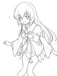  1girl collet_brunel cosplay dress kiikii_(kitsukedokoro) long_hair monochrome open_mouth simple_background smile solo tales_of_(series) tales_of_symphonia white_background 
