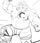  2020 anthro belly bottomwear bulge clothing felid hi_res hombretigre kemono male mammal monochrome moobs mti777 nipples overweight overweight_anthro overweight_male pantherine shorts solo tiger tokyo_afterschool_summoners video_games 