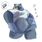 1:1 angry animal_crossing anonymous_artist anthro anus bottomless butt clothed clothing curt_(animal_crossing) fur hand_on_butt hi_res looking_back male mammal nintendo solo spread_butt spreading topwear ursid video_games 