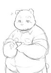  2015 anthro chiro_(artist) clothing kemono male mammal overweight overweight_anthro overweight_male phone shirt simple_background solo topwear ursid white_background 