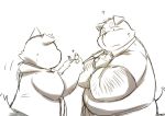  2015 ? anthro canid canine canis chiro_(artist) clothing domestic_dog duo hoodie kemono male mammal overweight overweight_male shirt simple_background topwear white_background 