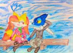  anthro blue_body blush braixen breasts clothed clothing detailed_background duo female fluffy fluffy_tail frogadier fur knightmoonlight98 love male male/female multicolored_body multicolored_fur nintendo pok&eacute;mon pok&eacute;mon_(species) red_body red_eyes red_fur romantic_ambiance romantic_couple sitting video_games water white_body white_fur yellow_body yellow_fur yellow_sclera 