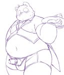  2016 anthro belly blush bulge chiro_(artist) clothing genitals humanoid_genitalia humanoid_penis kemono male mammal moobs nipples overweight overweight_anthro overweight_male penis solo underwear ursid 