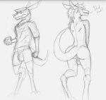  anthro balls bulge butt charbold durachev_(lethal_doors) genitals hi_res invalid_tag male model_sheet shy sketch solo 