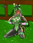  big_breasts blaster_master bodysuit breasts clothed clothing elemental_creature elemental_humanoid eyewear female flora_fauna flower goggles grass green_body groodger holding_breast huge_breasts humanoid kanna_(blaster_master) kneeling navel nipples not_furry one_eye_closed plant plant_humanoid pubes rubber rubber_suit skinsuit smile solo tight_clothing video_games water wet wink zipper_down 