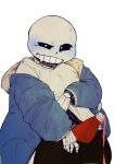  2016 animated_skeleton blush bodily_fluids bone bottomwear chiro_(artist) clothed clothing food hi_res humanoid ketchup male not_furry sans_(undertale) shirt shorts simple_background skeleton solo sweat topwear undead undertale video_games white_background 