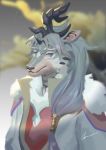  absurd_res anthro asian_mythology chinese_mythology clothed clothing detailed_background east_asian_mythology fur grey_body grey_ears grey_eyes grey_fur grey_hair hair hi_res horn juan_yun kirin long_hair male multicolored_body multicolored_fur mythology night oberon_kuo scales sdorica sdorica_sunset sky spikes star starry_sky two_tone_body two_tone_fur white_body white_fur white_scales 