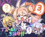  &gt;_&lt; 3girls :d ;d ^_^ ahoge antenna_hair asimo953 azur_lane bangs bare_shoulders black_background blonde_hair blue_eyes blush_stickers boots center_opening chibi chibi_inset closed_eyes commentary_request detached_sleeves dress drill_hair elbow_gloves electric_plug eyebrows_visible_through_hair fang fangs fingerless_gloves full_body gloves hair_between_eyes hair_ornament hair_ribbon highres long_hair looking_at_viewer multicolored_hair multiple_girls navel notice_lines one_eye_closed open_mouth pink_hair prototype_bulin_mkii_(azur_lane) ribbon silver_hair simple_background skin_fang skin_fangs smile specialized_bulin_mkiii_(azur_lane) starry_background strapless strapless_dress thigh_boots thighhighs translation_request twin_drills twintails two_side_up universal_bulin_(azur_lane) v_over_eye very_long_hair white_dress white_footwear white_gloves white_legwear white_sleeves xd yellow_gloves 