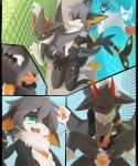  2020 4koma against_fence anthro anthro_on_anthro anthro_penetrated anthro_penetrating anthro_penetrating_anthro being_watched blue_eyes bodily_fluids bodyguard_position canid canine chain comic cum cum_in_ass cum_inside cum_while_penetrated cumshot day domestic_cat dragon duo ear_piercing ejaculation felid feline felis fence fox from_behind_position fur furred_dragon genital_fluids genitals grey_body grey_fur grey_hair hair hand_on_hip handjob handjob_while_penetrated handjob_while_penetrating hi_res horn hybrid kluclew kneeling looking_at_another male male/male male_penetrated male_penetrating male_penetrating_male mammal marine markings membrane_(anatomy) membranous_wings neck_tuft orange_markings outside penetration penile penis piercing precum public red_eyes sex standing standing_sex swimming_pool tail_ring tapering_penis tuft voyeur wings yellow_penis 