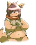  2010 anthro belly blush bodily_fluids bottomless canid canine clothed clothing crying kemono male mammal navel shirt sigenoya simple_background slightly_chubby solo takotyutyu tears topwear white_background 