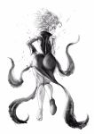  1girl ass aura back battle_damage dress floating floating_hair glowing glowing_eyes hand_on_hip highres huge_ass looking_at_viewer looking_back medium_hair one-punch_man shoes single_shoe solo tatsumaki telekinesis the_golden_smurf thin_waist wide_hips 