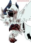  absol blood blue_body bodily_fluids claws fangs feral fur hi_res horn knightmoonlight98 male nintendo open_mouth pok&eacute;mon pok&eacute;mon_(species) simple_background solo undead video_games white_background white_body white_fur zombie 