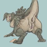  1:1 anthro anus bethesda_softworks breasts butt claws countershading deathclaw digitigrade fallout female genitals hi_res horn looking_back presenting presenting_hindquarters presenting_pussy pussy raised_tail saglamander scalie semi-anthro solo spread_butt spreading video_games 
