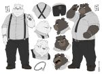  2015 anthro black_body black_fur black_nose bottomwear butt clothing duo eyes_closed eyewear fur glasses hinami kemono male mammal overweight overweight_male pants polar_bear shirt topwear ursid ursine white_body white_fur 