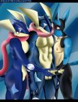  anthro anthro_on_anthro balls black_body black_fur blue_body blue_fur bodily_fluids breasts female fur genital_fluids genitals greninja group group_sex hi_res interspecies knightmoonlight98 looking_pleasured lucario male male/female masturbation muscular muscular_anthro muscular_male nintendo nipples open_mouth open_smile penis pok&eacute;mon pok&eacute;mon_(species) precum red_eyes sex simple_background smile threesome tongue tongue_out video_games white_body 