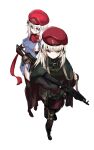  2girls 9a-91 9a-91_(girls'_frontline) ak-74 ak-74m ak74m_(girls'_frontline) ammunition_pouch assault_rifle beret blonde_hair blue_eyes commentary_request fingerless_gloves girls'_frontline gloves gun hair_ornament hat kalashnikov_rifle long_hair multiple_girls oadooo72196 pantyhose pouch red_hat red_scarf rifle scarf skirt star_(symbol) star_hair_ornament tactical_clothes trigger_discipline weapon 