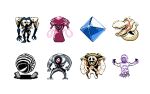  1girl 6+others angel_(evangelion) animal_print armor blue_gem clawed_boots commentary crucifixion crystal english_commentary extra_eyes facing_viewer full_body gaghiel_(evangelion) gem highres israfel_(evangelion) leliel_(evangelion) lilith_(evangelion) looking_at_viewer mask multiple_heads multiple_others neon_genesis_evangelion no_humans open_mouth parody pixel_art pokemon pokemon_gsc_(style) ramiel_(evangelion) ribs sachiel_(evangelion) shamshel_(evangelion) sharp_teeth shoulder_armor simple_background sindorman skull_mask spiked_elbow_pads standing style_parody tail teeth tentacles torso_only white_background yin_yang zebra_print zeruel_(evangelion) 