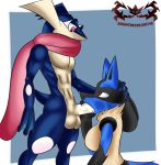 anthro anthro_on_anthro anthro_penetrated anthro_penetrating anthro_penetrating_anthro balls black_body black_fur blue_body blue_fur bodily_fluids breasts claws duo fellatio female female_penetrated fluffy fluffy_tail fur genitals greninja interspecies knightmoonlight98 looking_pleasured lucario male male/female male_penetrating male_penetrating_female multicolored_body multicolored_fur muscular muscular_anthro muscular_male nintendo open_mouth oral penetration penile penis pok&eacute;mon pok&eacute;mon_(species) red_eyes saliva saliva_on_penis saliva_on_tongue sex simple_background tongue tongue_out two_tone_body video_games white_body 