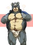  2020 animal_crossing anthro barazoku bodily_fluids bulge clothed clothing curt_(animal_crossing) erection erection_under_clothing hi_res kemono male mammal musclegut nintendo slightly_chubby solo sweat tongue tongue_out underwear ursid video_games 馬賽克 