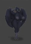  absurd_res anthro areola avian beak big_areola big_breasts big_butt bird breasts butt corvid corvus_(genus) crow feathers female grey_body grey_feathers hi_res humanoid oscine passerine simple_background solo tagme text thick_thighs url wide_hips wings yukras_abyss 