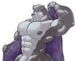  2019 5:4 abs anthony_caligula anthro barely_visible_genitalia barely_visible_penis biceps big_muscles canid canine canis digital_media_(artwork) freezybear92 fur genitals grey_body grey_fur hi_res holding_object holding_towel looking_at_viewer male mammal multicolored_body multicolored_fur muscular muscular_anthro muscular_male navel nipples nude pecs penis solo stubble towel towel_only two_tone_body two_tone_fur white_body white_fur wolf zilch1998 