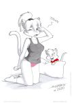  anthro bed bedroom cleo clothing conny_valentine domestic_cat felid feline felis female feral footwear furniture group happy mammal open_mouth panties panty_shot socks tirashanks_(artist) tired underwear waking_up yawn 