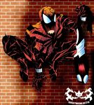  alien black_body carnage_(marvel) claws detailed_background duo humanoid knightmoonlight98 male marvel multicolored_body muscular muscular_male open_mouth open_smile red_body smile spider-man_(character) spider-man_(series) symbiote tongue two_tone_body venom_(marvel) white_eyes 