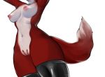  anthro belly canid canine clitoris clothing curvy_figure erect_nipples female fluffy fluffy_tail fox fur genitals hourglass_figure legwear mammal multi_clitoris multi_genitalia multi_pussy navel nipples pink_nipples pussy red_body red_fox red_fur simple_background solo thick_thighs thigh_highs white_belly white_body white_breasts white_fur zoey_lavender zoryan 