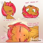  &lt;3 1:1 2020 babs_seed_(mlp) blush brown_body cold-blooded-twilight dialogue digital_media_(artwork) earth_pony english_text equid equine eyes_closed female feral freckles friendship_is_magic hair hasbro hi_res horse kissing looking_at_viewer lying mammal multicolored_hair multiple_poses my_little_pony on_back on_side open_mouth pony pose red_hair solo teeth text two_tone_hair url 