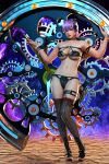  1girl 3d absurdres artist_request ayane_(doa) bikini boots breasts dead_or_alive full_body gears highres huge_filesize large_breasts navel purple_hair red_eyes short_hair standing swimsuit thigh_strap thighhighs underboob 