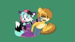  16:9 age_difference anasia123 anthro beaver black_hair blue_body blue_fur canid canine duo fan_character female fox fur goth hair hi_res male mammal markings messlia older_female older_male pink_eyes pink_hair rock rodent smacking star widescreen 