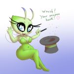  &lt;3 1:1 2020 4_fingers antennae_(anatomy) anthro bit-small blue_eyes blush breasts celebi clothing digital_media_(artwork) eyelashes female fingers green_body hat headgear headwear hi_res humanoid insect_wings legendary_pok&eacute;mon looking_at_viewer magic navel nintendo not_furry nude open_mouth pok&eacute;mon pok&eacute;mon_(species) solo teeth text thick_thighs tongue video_games wide_hips wings 