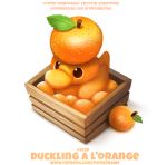  ambiguous_gender anatid anseriform avian bird brown_eyes crate cryptid-creations duck english_text feral food food_creature fruit humor leaf orange_(fruit) orange_body plant pun simple_background solo text url visual_pun white_background wings 
