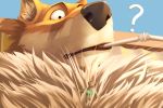  2020 3:2 ? anthro black_lips black_nose canid canine chest_fur chest_tuft day duo explore explorer exploring fur hi_res lips looking_at_another looking_down lost macmuk2 macro male mammal micro orange_body orange_fur searching straw straw_in_mouth surprise tuft yellow_body yellow_fur 