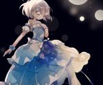  anthropomorphism black cropped dress flat_chest fujii_shino gray_hair original pantyhose polychromatic short_hair wristwear 